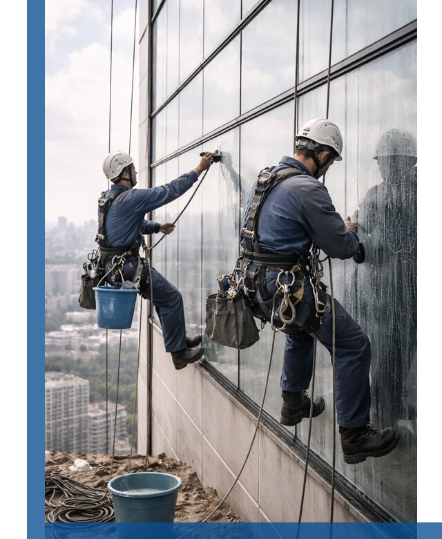 Профессиональная мойка фасадных окон альпинистами в Алексине