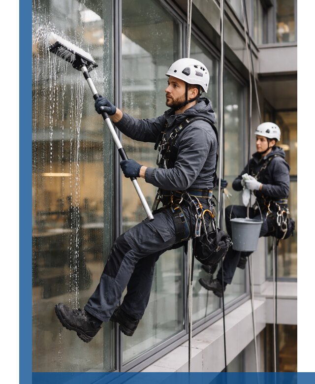Профессиональная мойка витражей промышленными альпинистами в Алексине