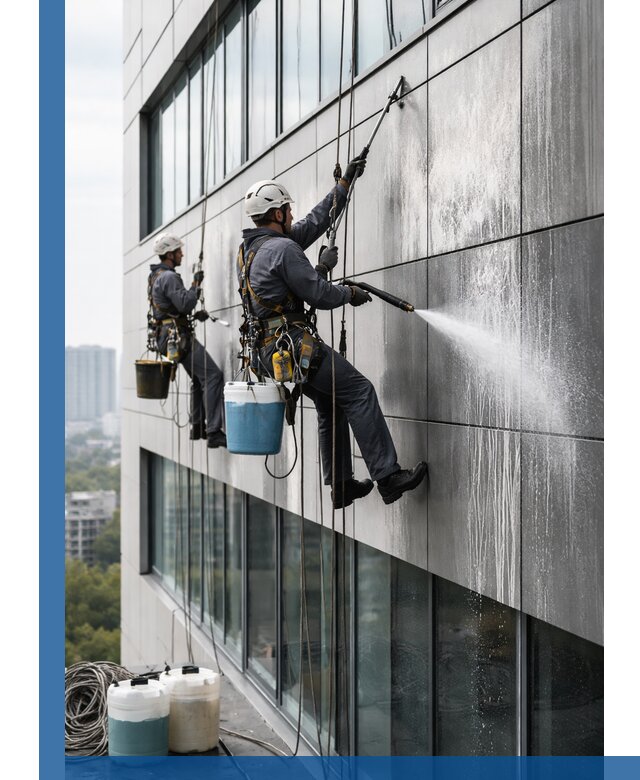 Профессиональная мойка вентилируемых фасадов в Алексине