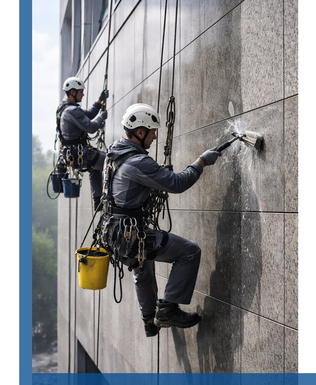 Профессиональная мойка фасада из керамогранита в Алексине