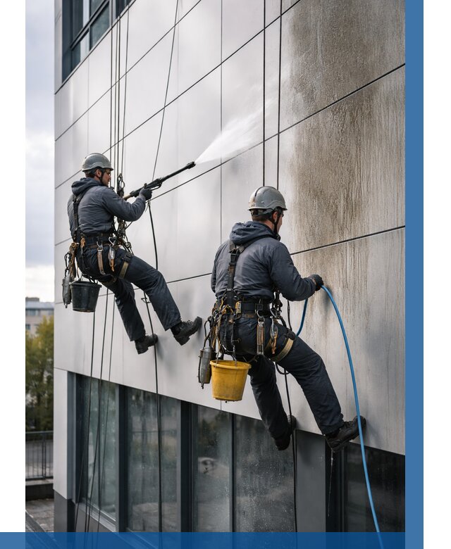 Мойка фасада из композита в Алексине по цене от 330 р. | ВЫСОТНИК-Лкс