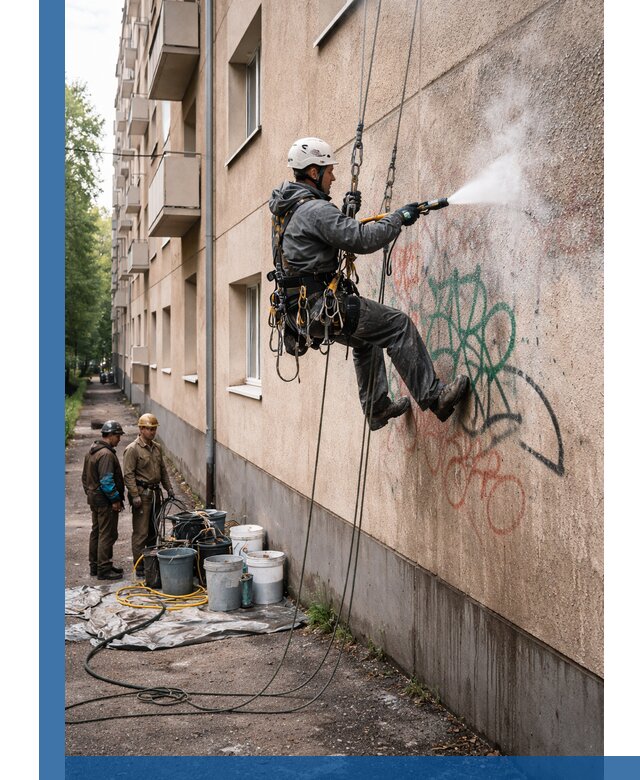 Удаление граффити с фасада в Алексине без следов и повреждений