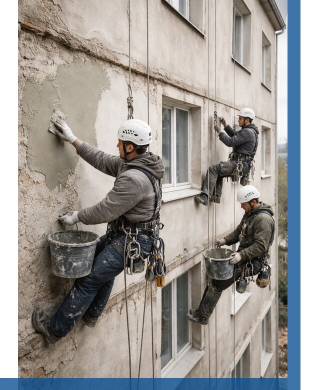 Ремонт штукатурного фасада в Алексине от 824 р. под ключ | ВЫСОТНИК-Лкс