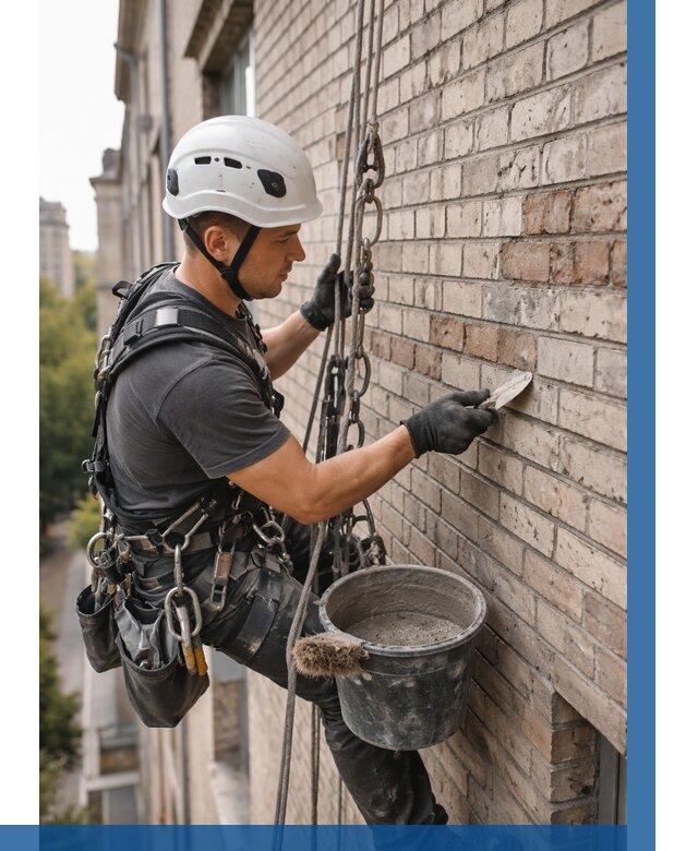 Ремонт кирпичной кладки фасада в Алексине от 1978 р. | ВЫСОТНИК-Лкс