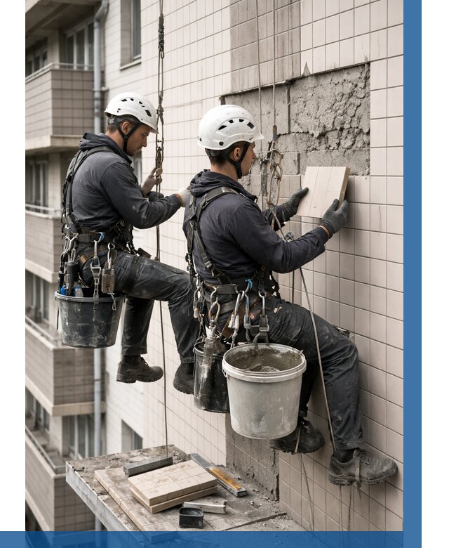 Ремонт облицовки фасада плиткой в Алексине от 1978 р. | ВЫСОТНИК-Лкс