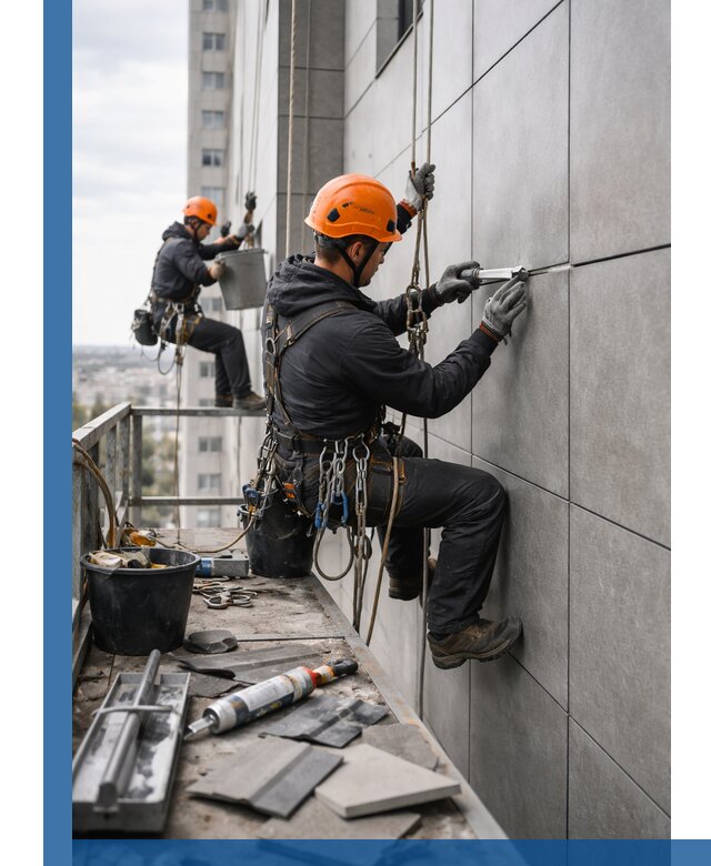 Профессиональный ремонт фасада из керамогранита в Алексине