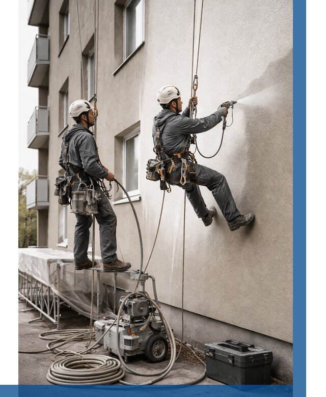 Безвоздушная покраска фасада в Алексине от 242 р/м² | ВЫСОТНИК-Лкс