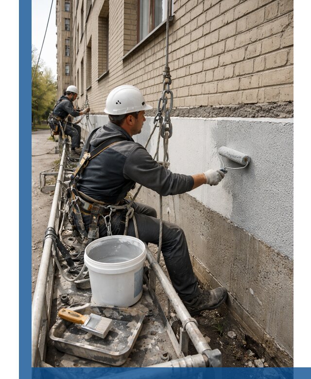 Окраска цоколя здания в Алексине профессионально и надежно