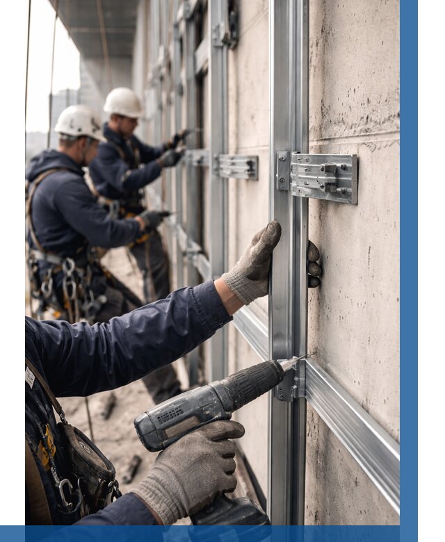 Монтаж подсистемы вентфасада в Алексине от 934 р. | ВЫСОТНИК-Лкс