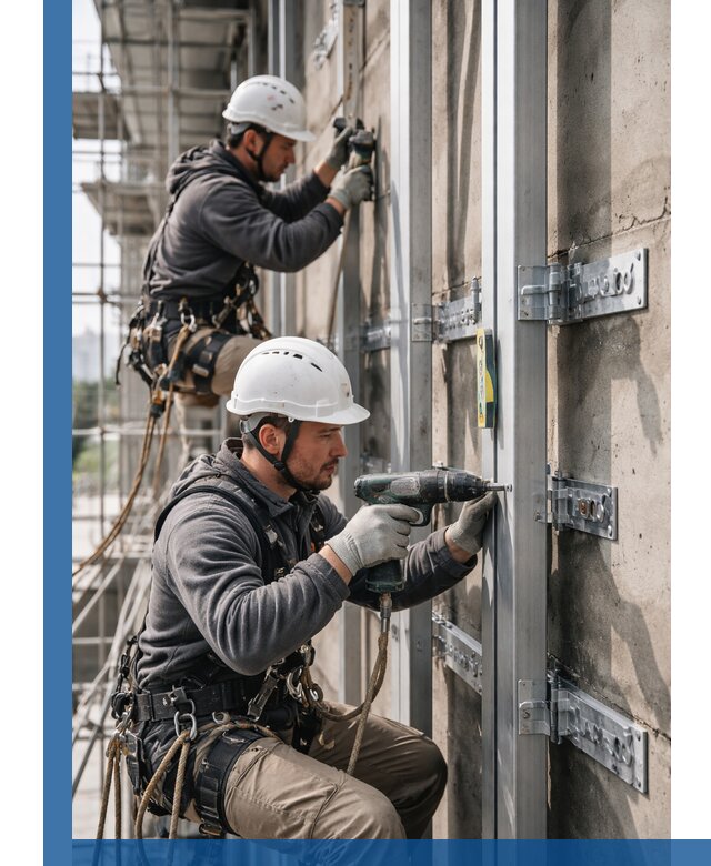 Монтаж и крепление подсистемы вентфасада в Алексине