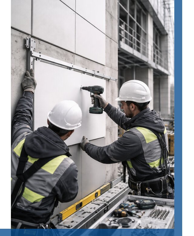 Монтаж композитных панелей фасада в Алексине от 2747 р. | ВЫСОТНИК-Лкс