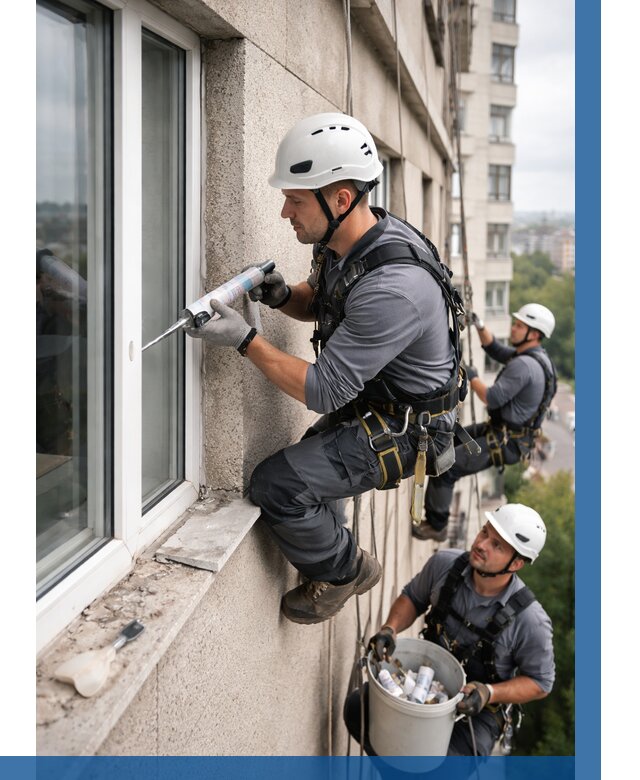 Герметизация оконных швов снаружи в Алексине от 1648 р. | ВЫСОТНИК-Лкс