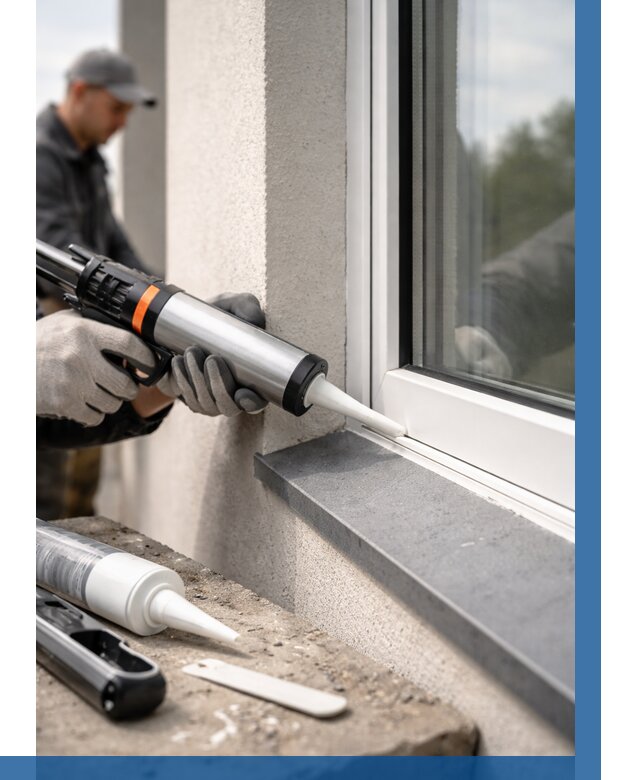 Герметизация монтажных швов окон в Алексине от 714 р. | ВЫСОТНИК-Лкс