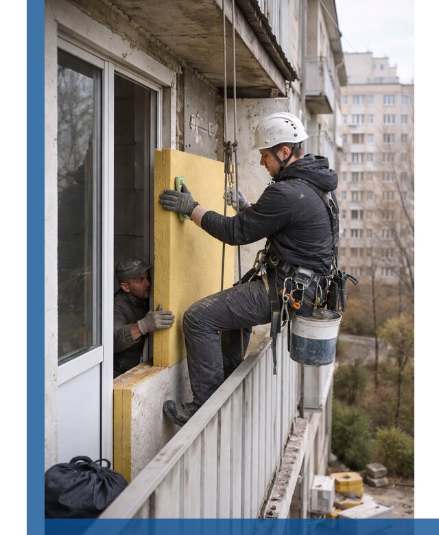 Профессиональное утепление балкона снаружи в Алексине под ключ