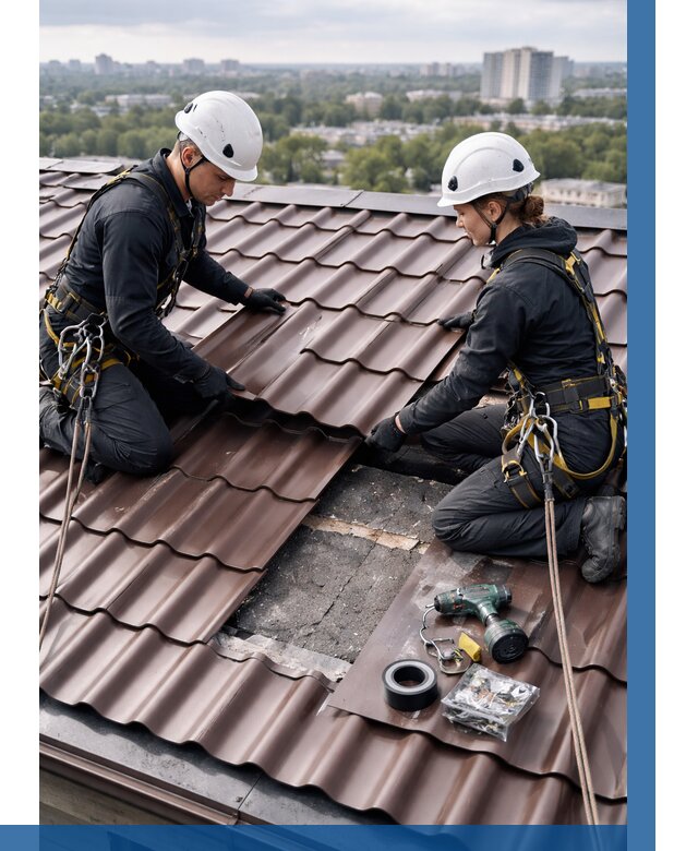 Ремонт металлочерепицы на крыше в Алексине от 989 р. | ВЫСОТНИК-Лкс