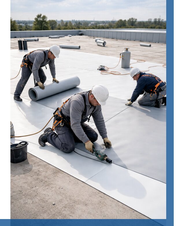 Монтаж мембранной кровли под ключ в Алексине от 1319 р. | ВЫСОТНИК-Лкс