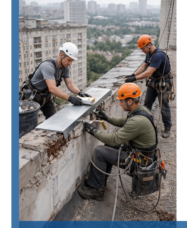 Ремонт парапета на кровле в Алексине, высотные работы с гарантией