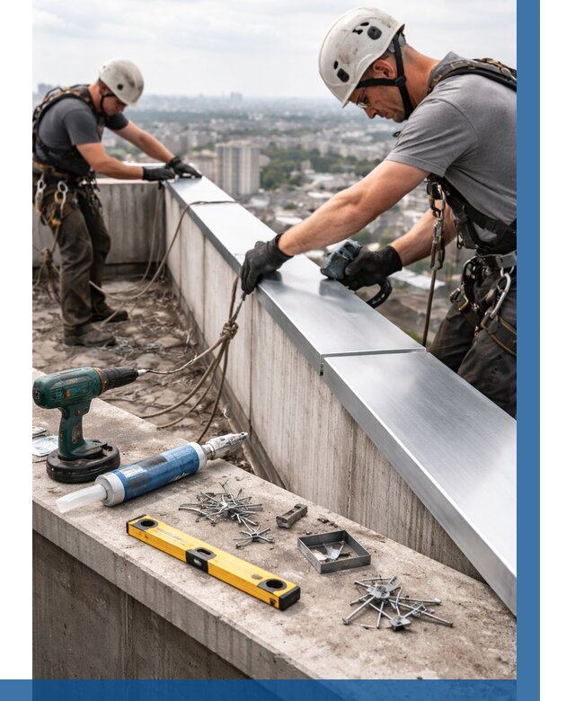 Монтаж парапетных крышек в Алексине от 879 р. | ВЫСОТНИК-Лкс