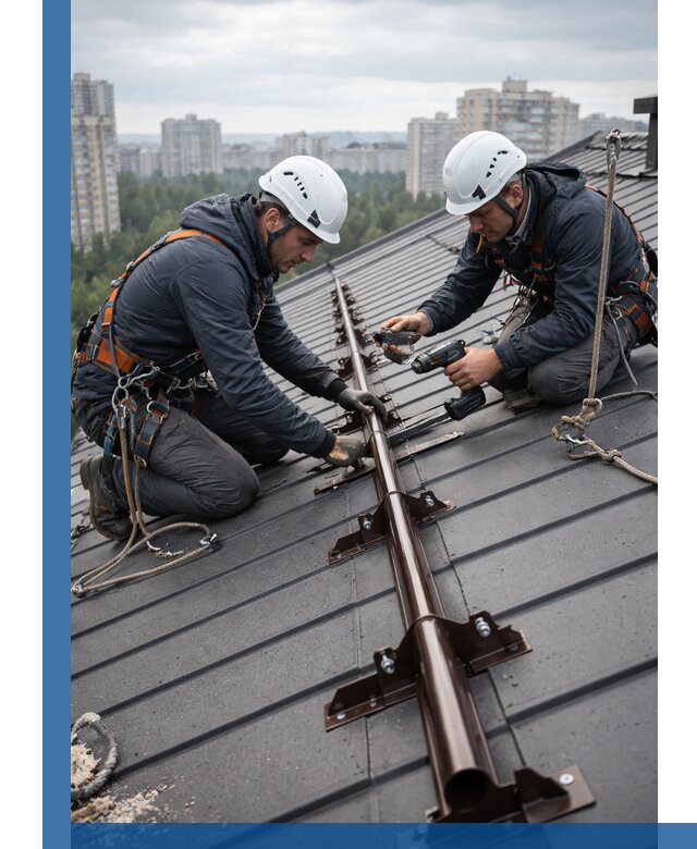 Монтаж снегозадержателей на кровле зданий в Алексине под ключ