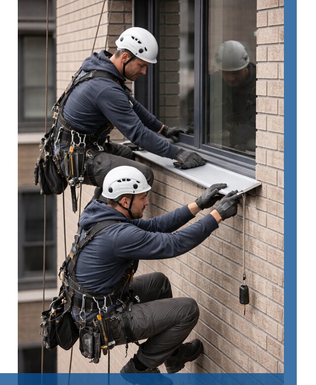 Монтаж оконных отливов под ключ в Алексине от 3846 р. | ВЫСОТНИК-Лкс