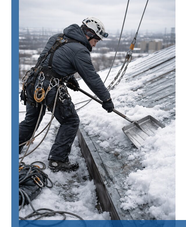 Профессиональная очистка кровли от снега и наледи в Алексине