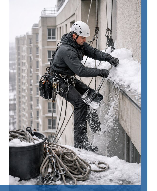 Очистка карнизов от снега в Алексине от 330 р. | ВЫСОТНИК-Лкс