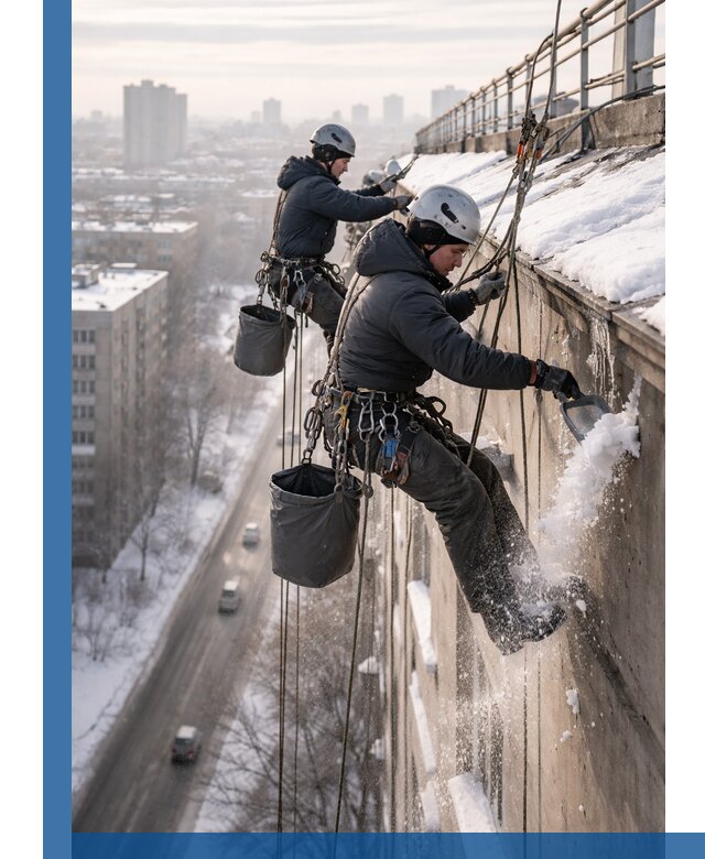 Очистка карнизов от снега в Алексине профессионально и безопасно