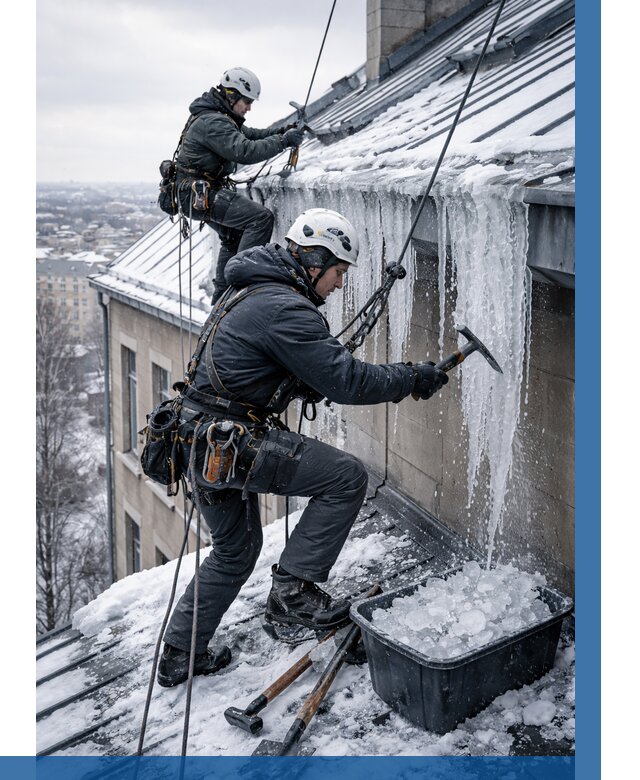 Удаление наледи с кровли в Алексине от 6043 р. | ВЫСОТНИК-Лкс