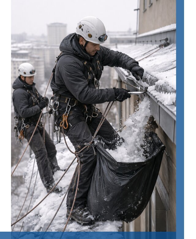 Аварийная очистка крыши в Алексине под ключ от 330 р. | ВЫСОТНИК-Лкс