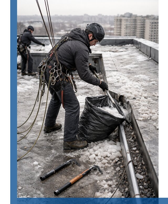 Аварийная очистка кровли в Алексине от промальпинистов