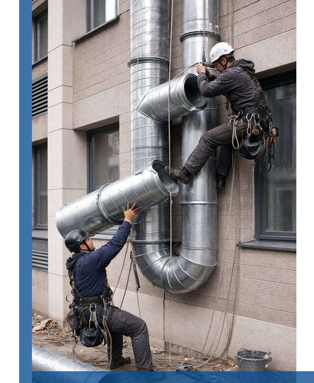 Монтаж фасадных воздуховодов в Алексине с герметизацией и крепежом
