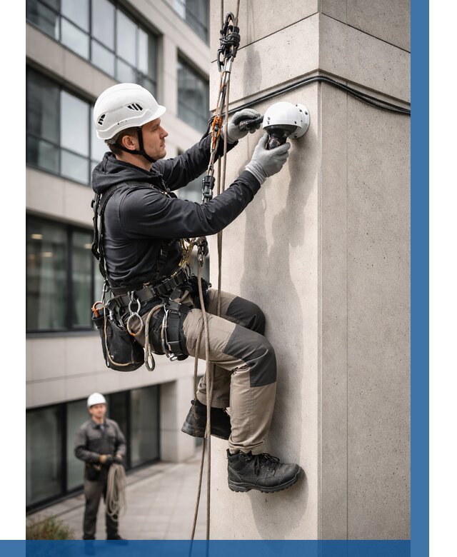 Монтаж камер видеонаблюдения на фасаде в Алексине от 9340 р.-ВЫСОТНИК-Лкс