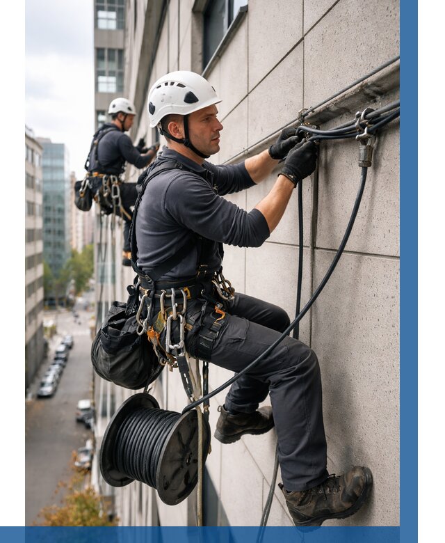 Прокладка кабеля по фасаду в Алексине от 385 р. | ВЫСОТНИК-Лкс