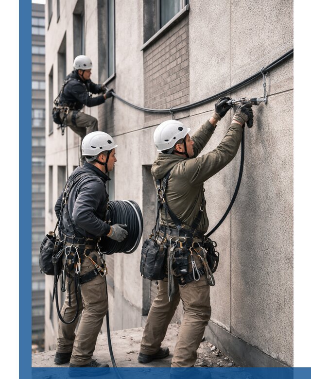 Прокладка кабеля по фасаду в Алексине, профессиональный монтаж