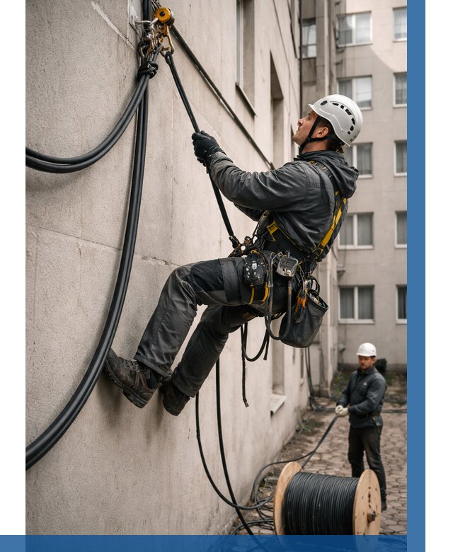 Протяжка кабеля питания на высоте в Алексине от 494 р. | ВЫСОТНИК-Лкс