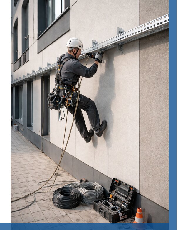 Монтаж кабельных лотков на фасаде в Алексине от 1319 р. | ВЫСОТНИК-Лкс