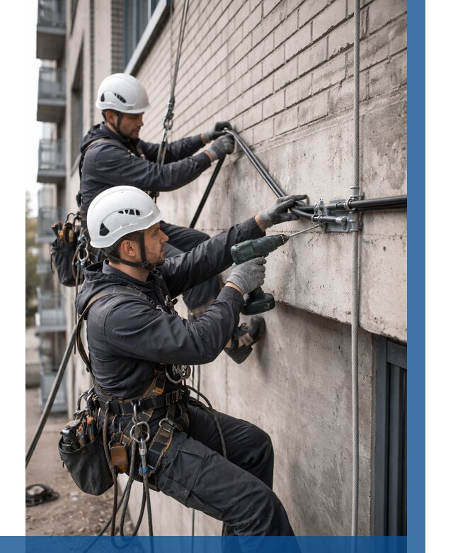 Крепление кабеля на фасаде в Алексине от 385 р. | ВЫСОТНИК-Лкс