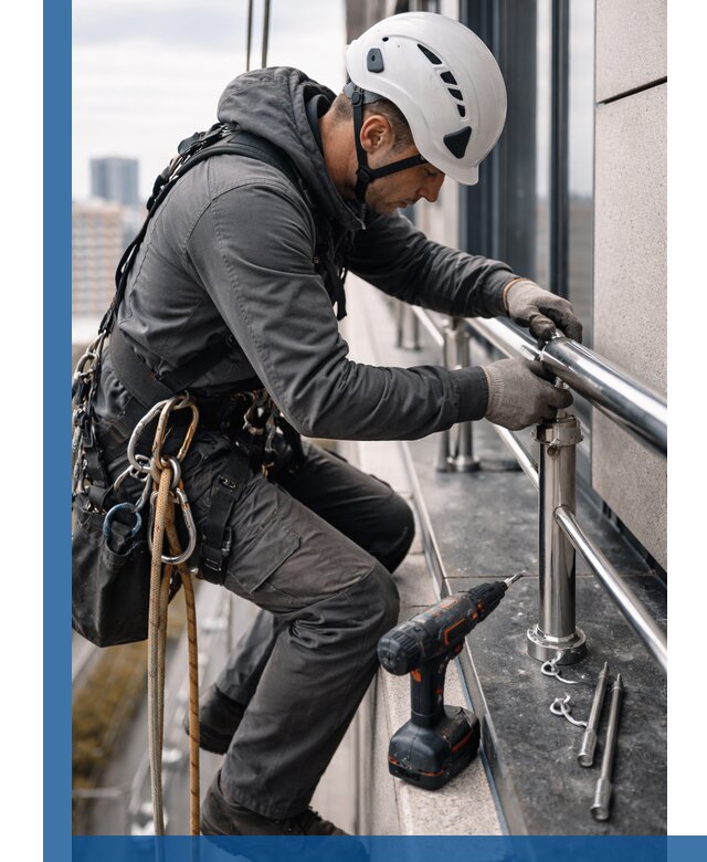 Монтаж ограждений на высоте в Алексине для зданий и конструкций