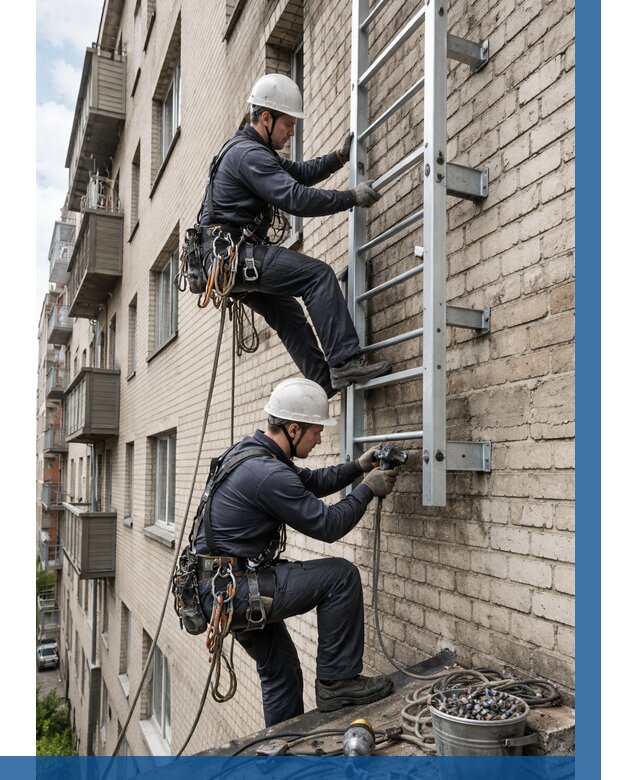 Монтаж пожарной лестницы в Алексине от 27470 р заказать у ВЫСОТНИК-Лкс