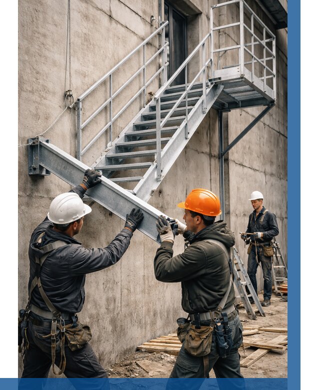 Монтаж металлических лестниц в Алексине от 16482 р. | ВЫСОТНИК-Лкс