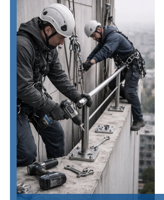 Монтаж перил на высоте в Алексине для жилых и промобъектов