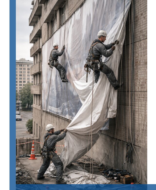 Демонтаж баннеров с фасада в Алексине оперативно и безопасно
