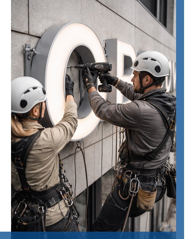 Монтаж световых букв в Алексине от 3296 р. под ключ ВЫСОТНИК-Лкс