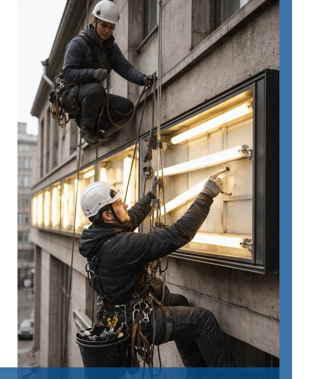 Замена ламп в вывеске в Алексине под ключ от 3846 р. | ВЫСОТНИК-Лкс