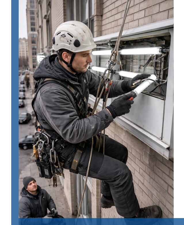 Профессиональная замена ламп в наружной вывеске в Алексине