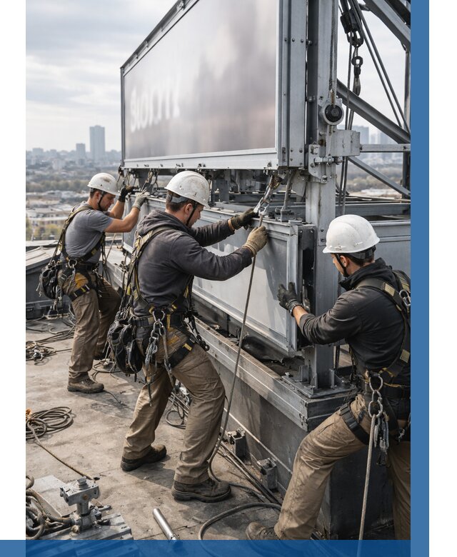 Монтаж крышной рекламной конструкции в Алексине от 65928 р.|ВЫСОТНИК-Лкс