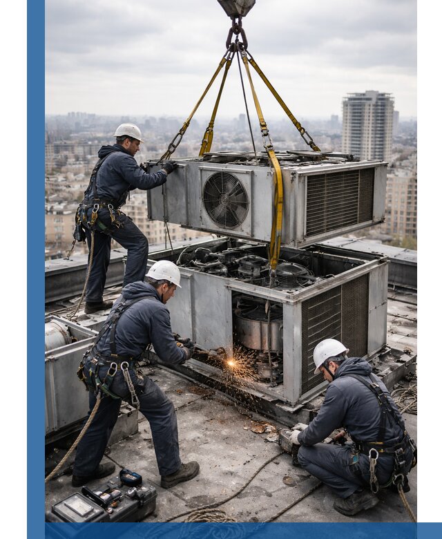 Демонтаж крышной установки в Алексине любой сложности