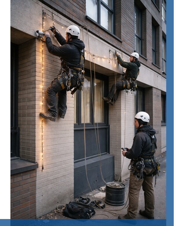 Монтаж гирлянд на фасаде в Алексине от 3846 р. | ВЫСОТНИК-Лкс