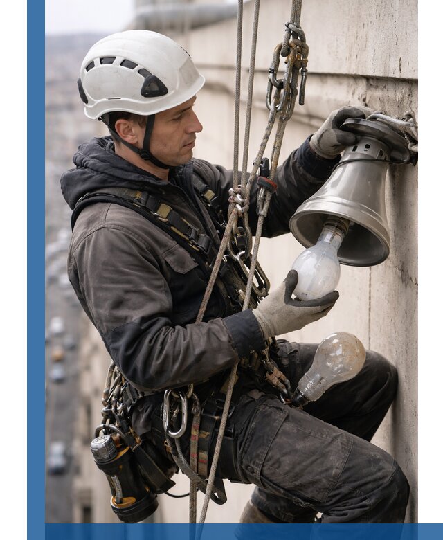 Замена ламп на высоте в Алексине профессионально и быстро