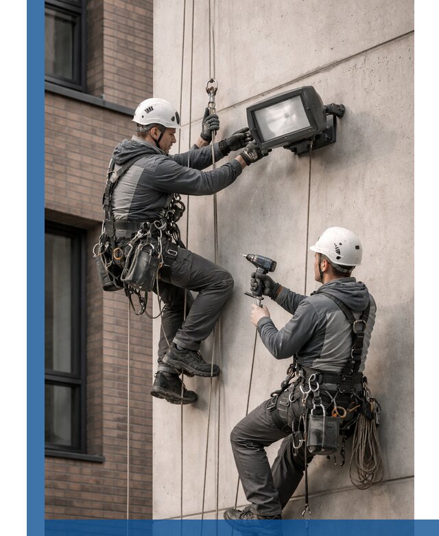 Профессиональный монтаж фасадных прожекторов в Алексине под ключ